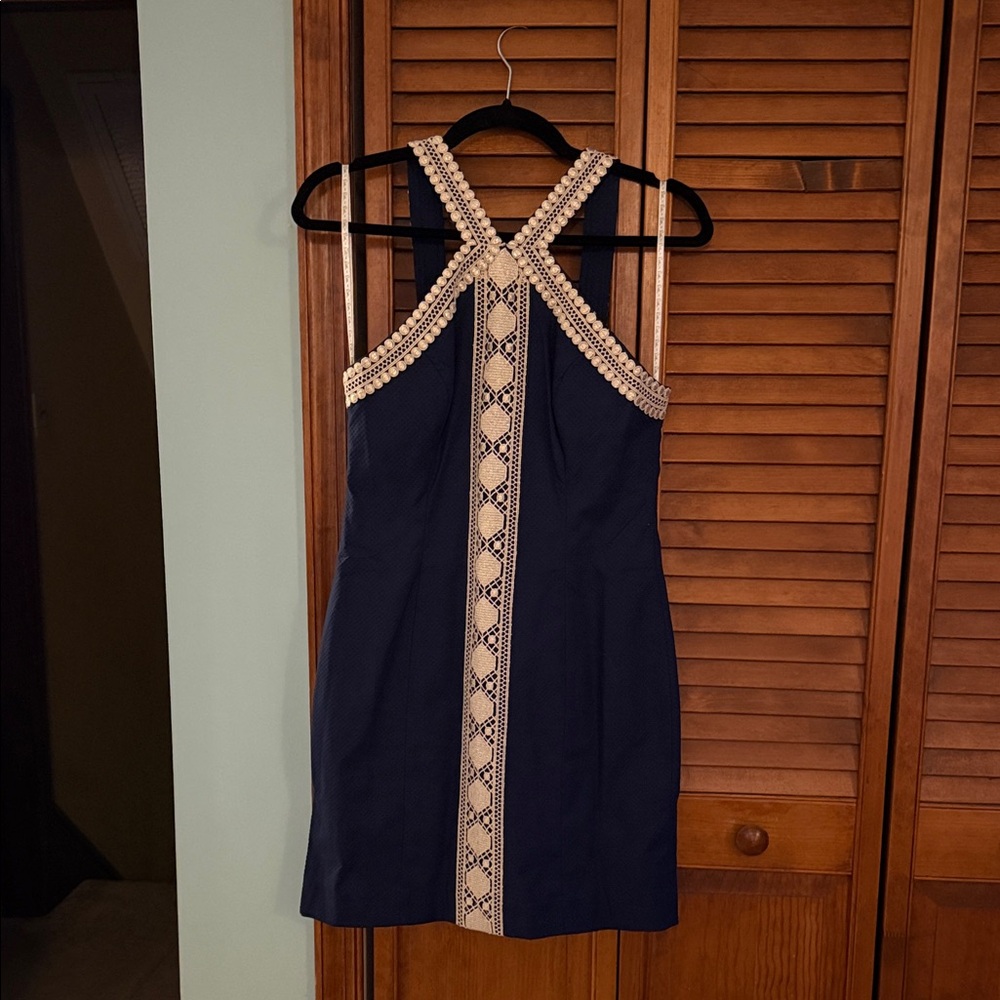 Lilly Pulitzer Vena Stretch Shift  - Gold and Navy